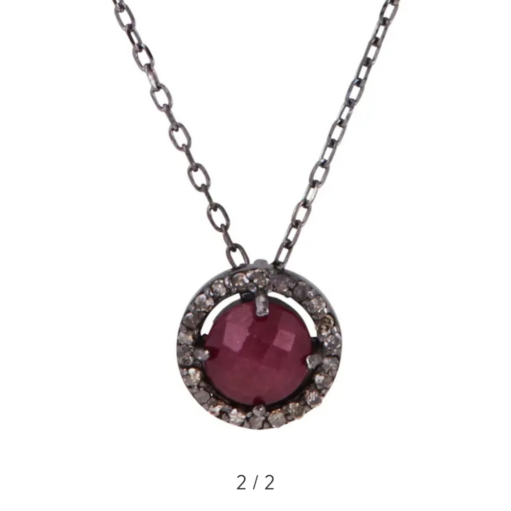 Echo Round Halo Pendant Necklace ADORNIA Ruby and Diamonds